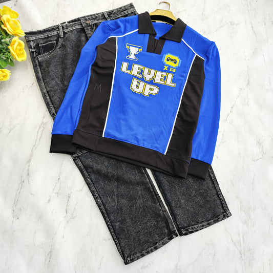 2 in 1 combo full sleeve Korean zipper tshirt + 6 pocket mom fit jeans combo buy @600 rs only