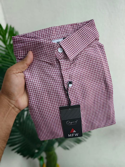 MFW Micro Checks Baggy shirts Single pcs @299 and Buy 4 pcs combo @999 (red)