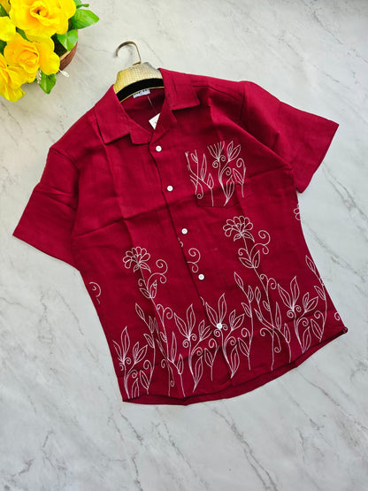 Cuban Collar Border print half sleeve shirts buy @250rs only