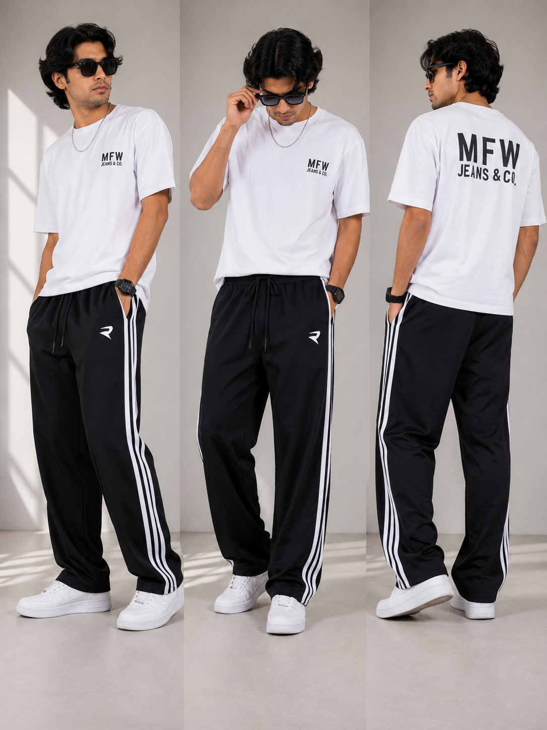 NS 3 Line baggy type track pants buy 3 pcs @499(Pls read description before ordering)[Black]