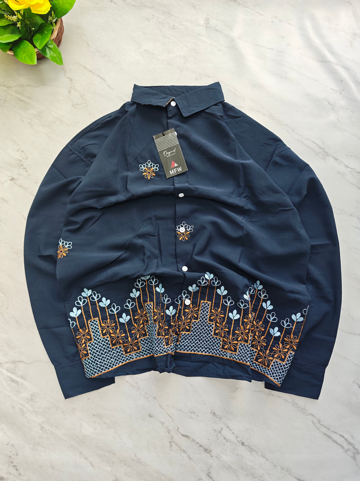 Men's Full sleeve Viscose Bottom Embroidery Shirts single pcs @350 and Buy 3 pc combo @999