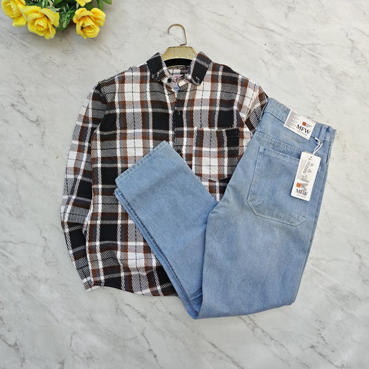 2 in 1 combo MFW back printed baggy shirts + mom fit jeans pant combo buy @600 rs only