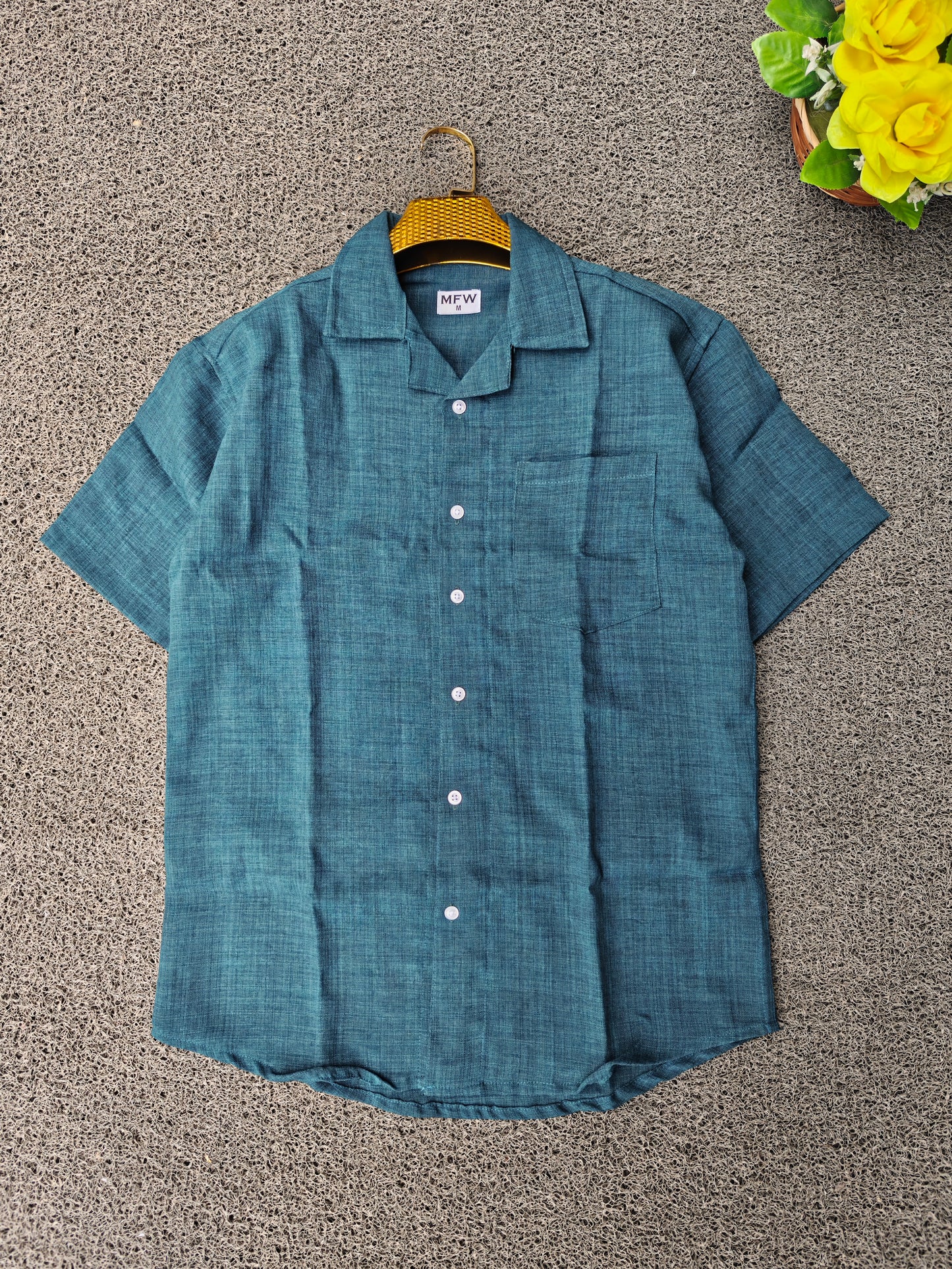 MFW  Lenin Cuban collar shirts buy 3 pcs @499 and 1 pcs @199 (peacock green)