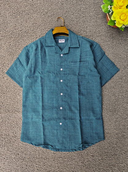 MFW  Lenin Cuban collar shirts buy 3 pcs @499 and 1 pcs @199 (peacock green)