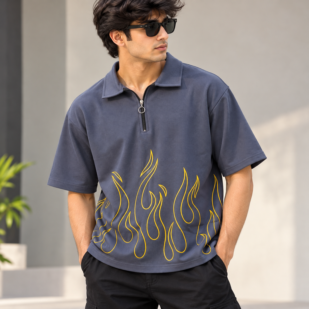 Mfw Drop shoulder zipper Tshirt 1 pc @199 and 3 pcs @ 499