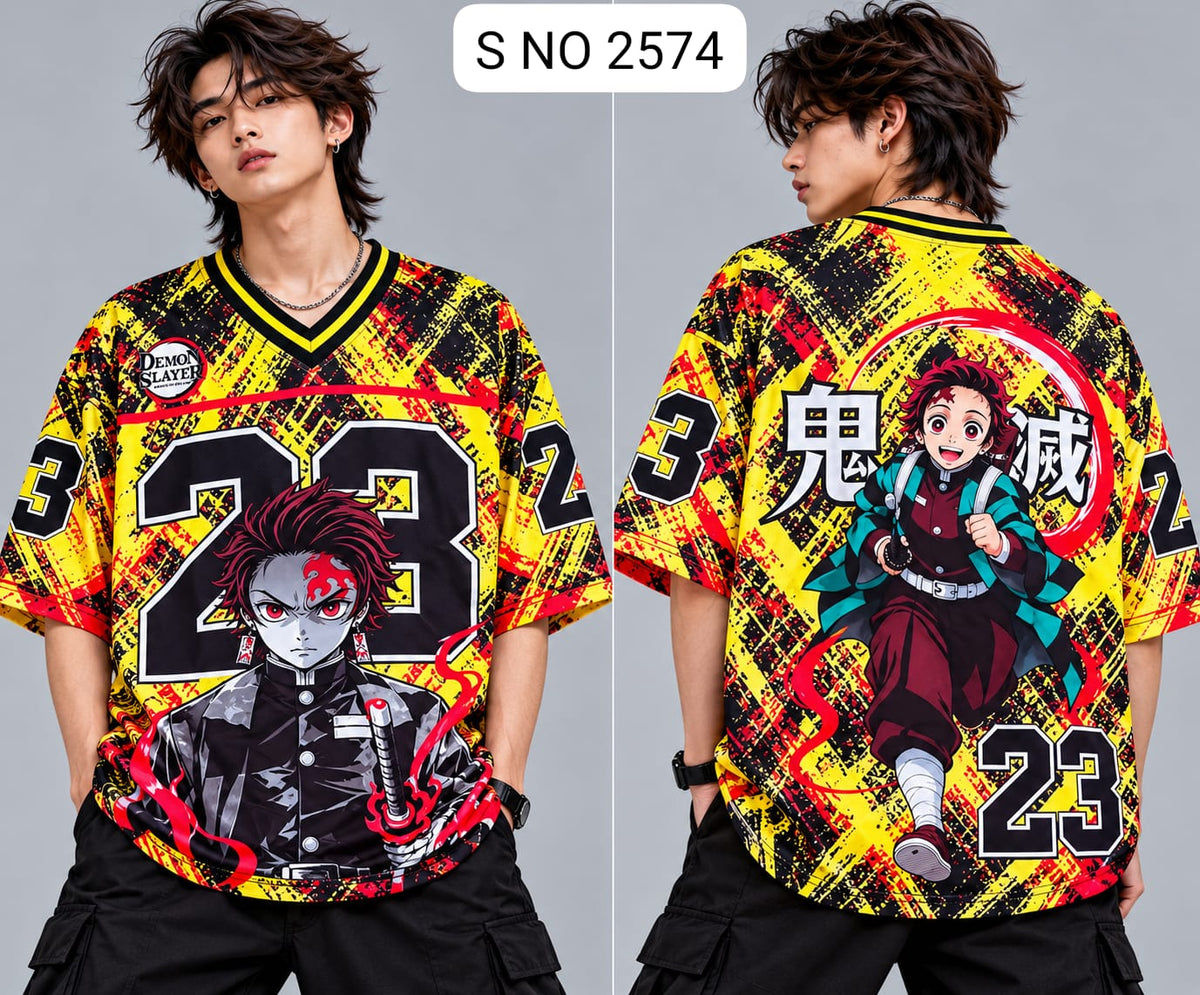V-Neck Rib type anime printed jersey tshirts buy@250 rs only