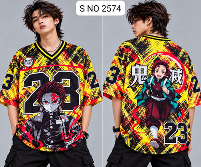 V-Neck Rib type anime printed jersey tshirts buy@250 rs only