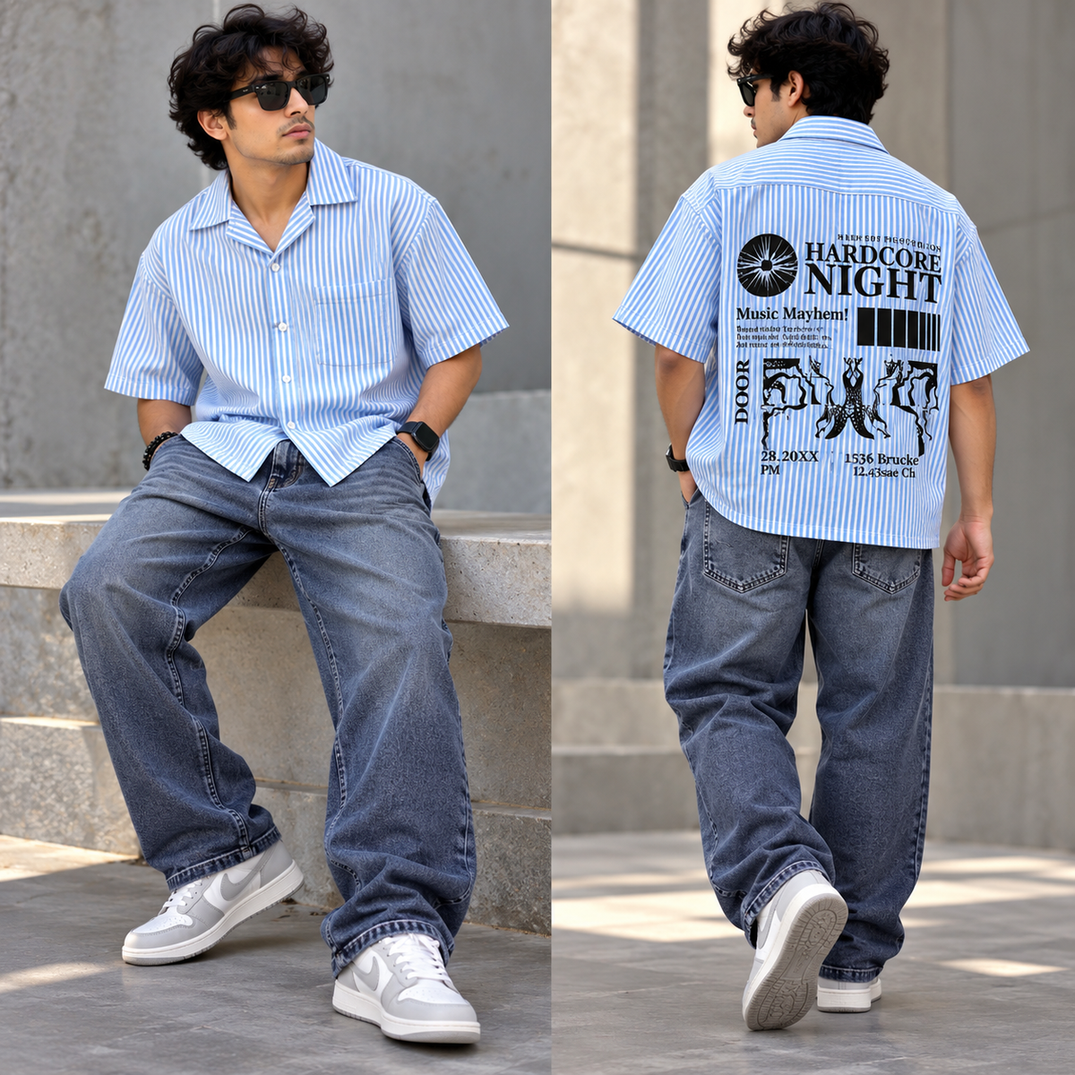 2 in 1 Combo Boxy baggy back printed shirts + Baggy jeans pant buy @600 rs