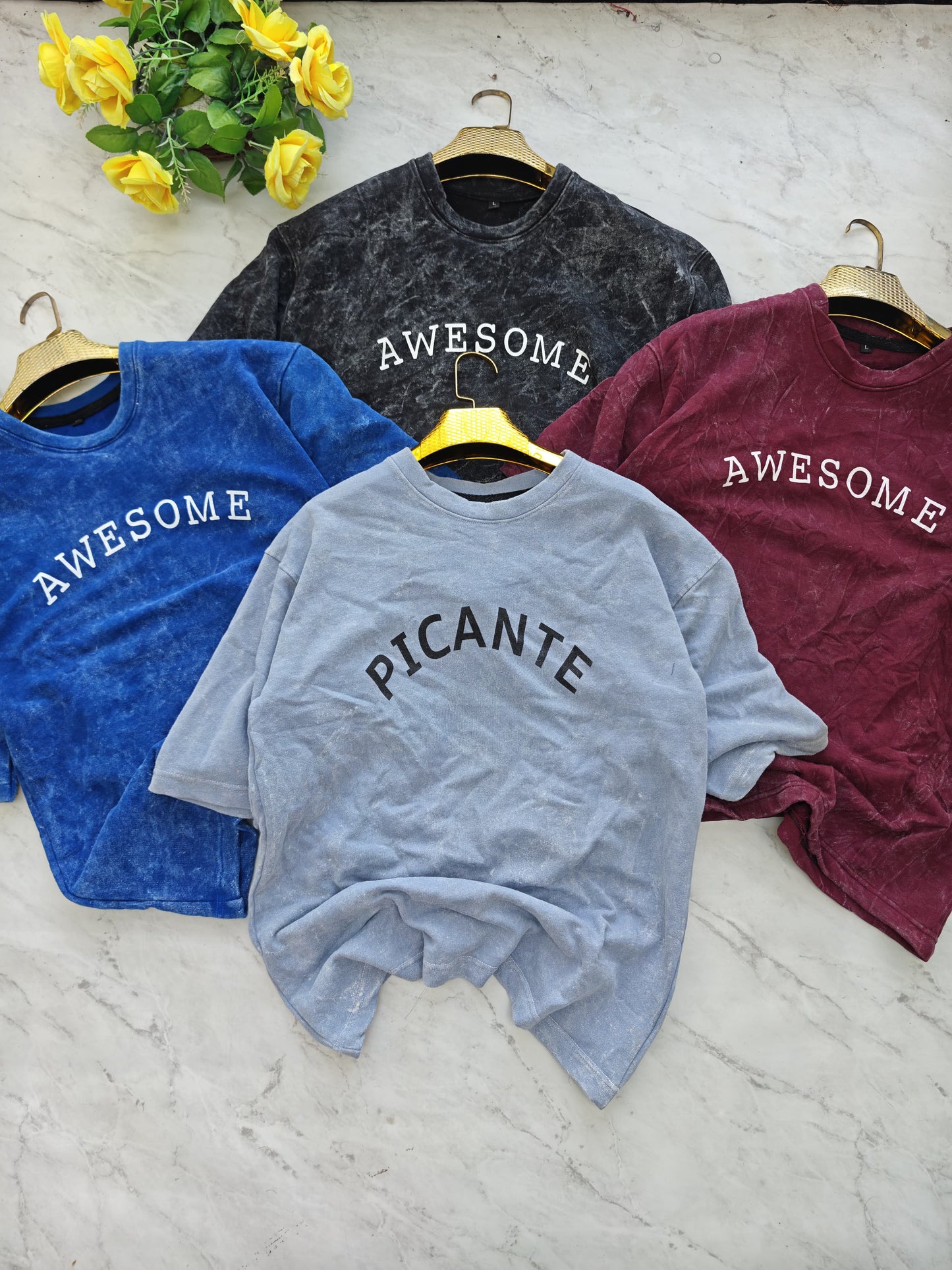 3 in 1 combo buy 3 pcs Random design Acid wash tshirts buy 500 only(Read description before ordering)