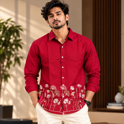 Men's Full sleeve Bottom Embroidery Shirts single pcs @350 and Buy 3 pc combo @999