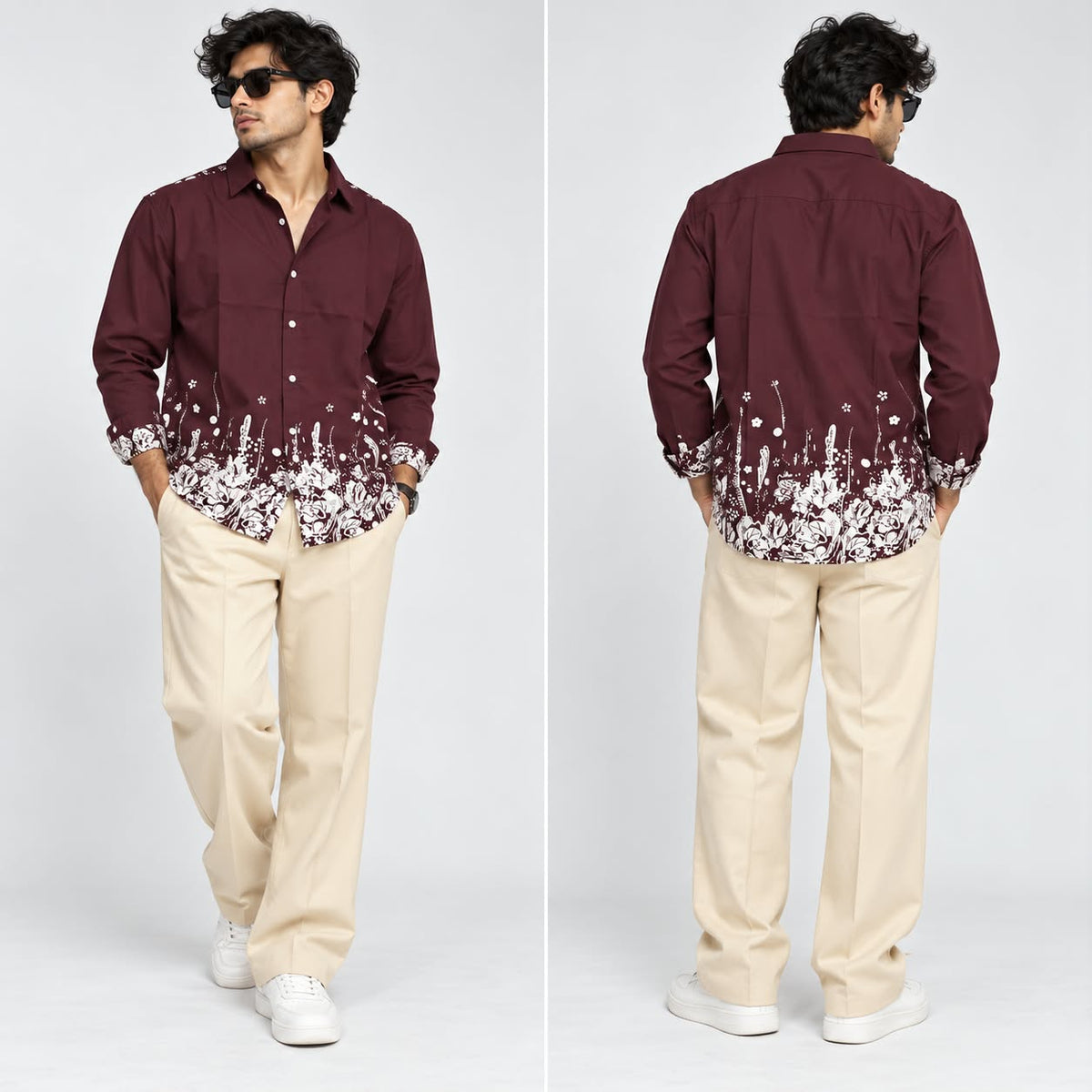 2 in 1 combo viscose bottom printed shirts + korean baggy pant buy @600 rs only