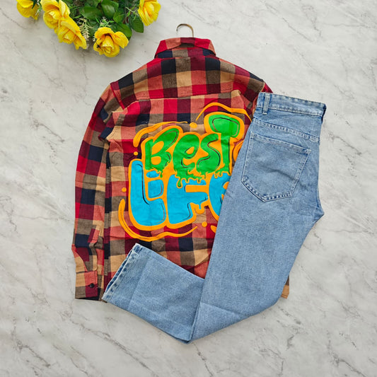2 in 1 combo MFW back printed shirts + plain mom fit jeans combo buy @550 rs only