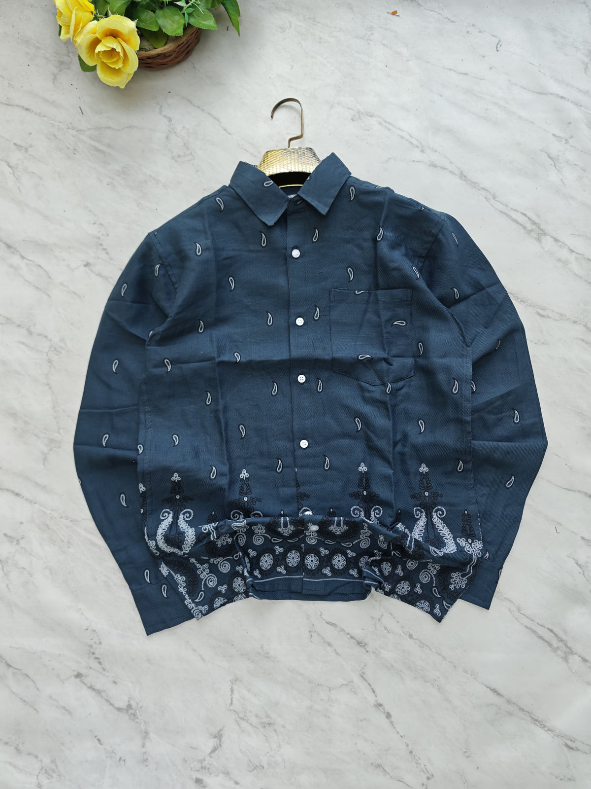 Men's Full sleeve Bottom Embroidery Shirts single pcs @350 and Buy 3 pc combo @999
