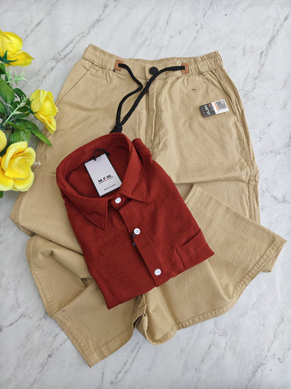 MFW Crush Linen Shirt + Relax Fit Linen Pant Combo @ ₹600 | Men's 2-in-1 Combo Online