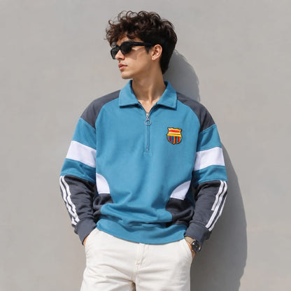 Men's korean Collar printed premium old money Zipper Full sleeve tshirts@249 (Fabric Reference – Please Read Description)
