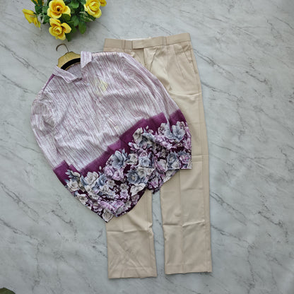 2 in 1 combo viscose Bottom printed shirts+ Korean baggy pants combo buy @600 rs only