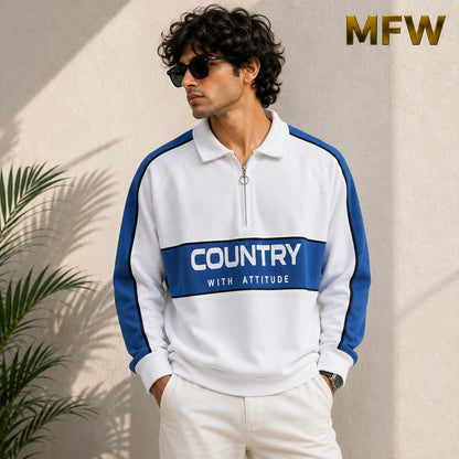Men's korean Collar premium old money Zipper Full sleeve tshirts@249 (Fabric Reference – Please Read Description)