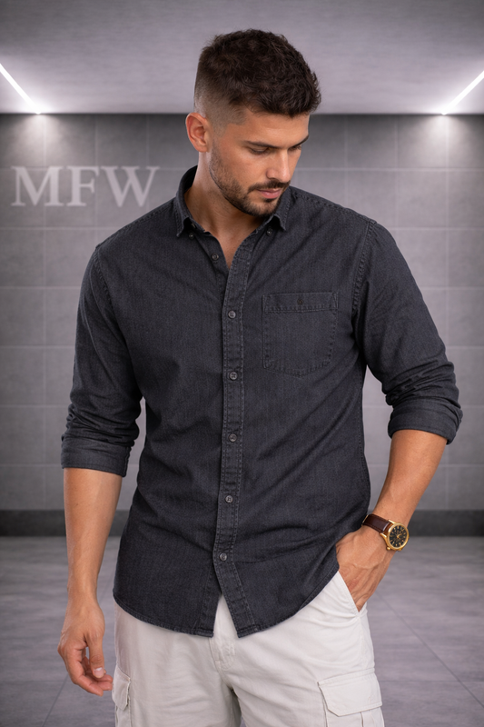 Mfw single pocket Denim Shirts single pcs @350 and Buy 3 pc combo @999