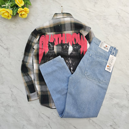 2 in 1 combo MFW back printed baggy shirts + mom fit jeans pant combo buy @600 rs only