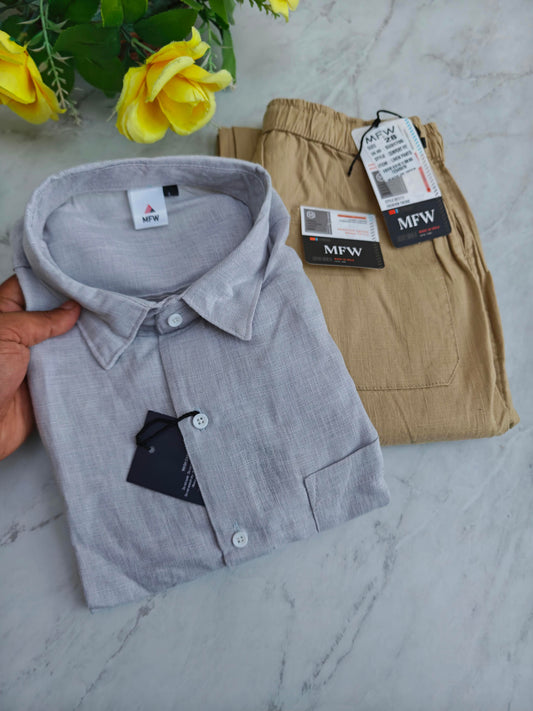 2 in 1 combo MFW Lenin shirts + lenin relax fit pants combo buy @600 rs only