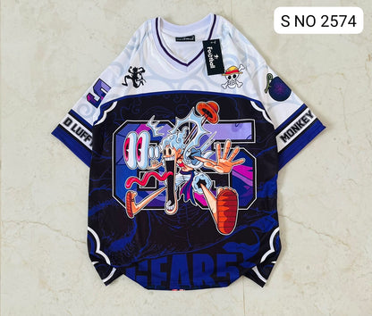 V-Neck Rib type anime printed jersey tshirts buy@250 rs only
