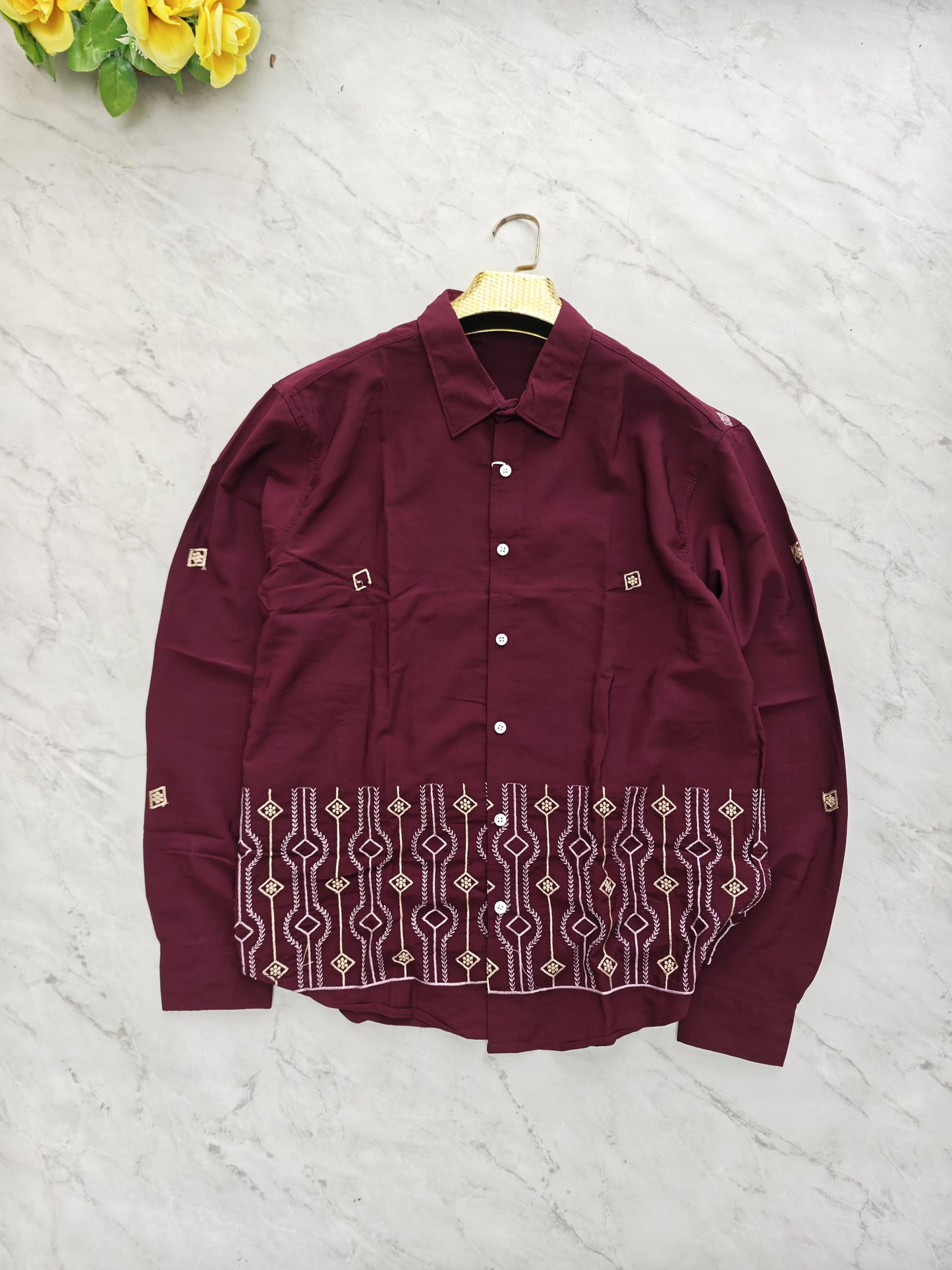 Men's Full sleeve Lachka fabric Bottom Embroidery Shirts single pcs @350 and Buy 3 pc combo @999
