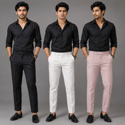 3 in 1 combo Mfw brand Penut fabric polofit pants buy 3 pcs combo @999[Black + White + Baby pink]