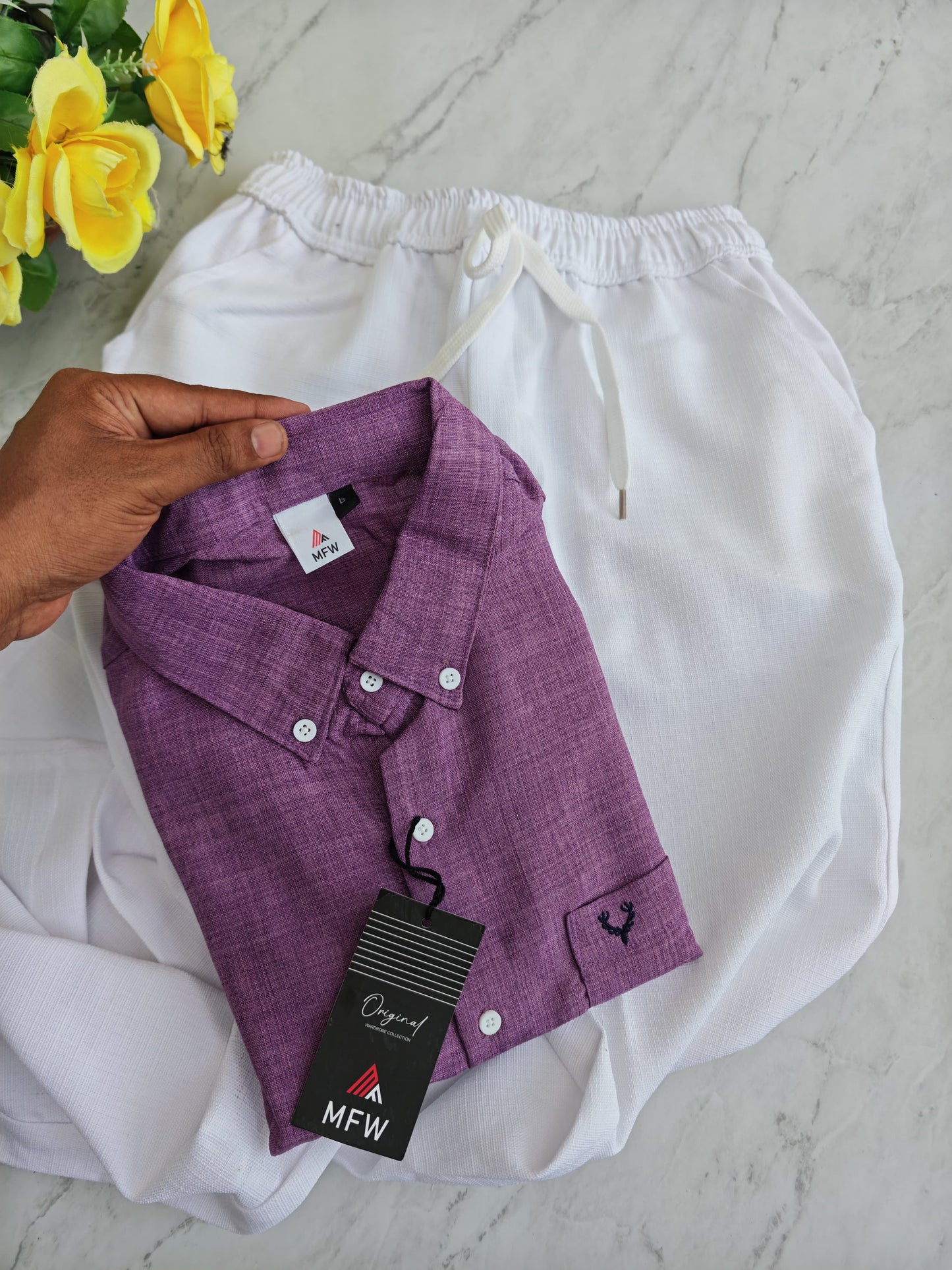 2 in 1 combo MFW korean Lenin shirts + Lenin relax fit pant combo buy @500 rs only