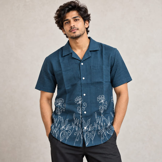 Cuban Collar Border print half sleeve shirts buy @250rs only