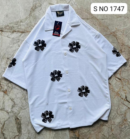 Cuban Collar Oversize Drop Shoulder Polo Designer Shirts buy @249(White)