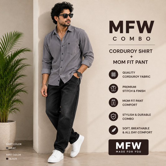2 in 1 combo codroudy shirts + mom for pant buy @550 rs only[Black shade pant color ]