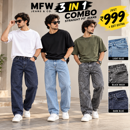 3 in 1 Combo men's Straight fit jeans jeans pants buy @999 only [Grey shade,Dark blue ,ice blue ]