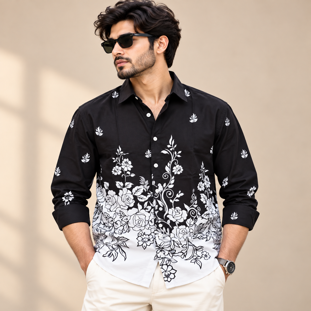 Men's Full sleeve Bottom Viscose Printed Shirts single pcs @350 and Buy 3 pc combo @999