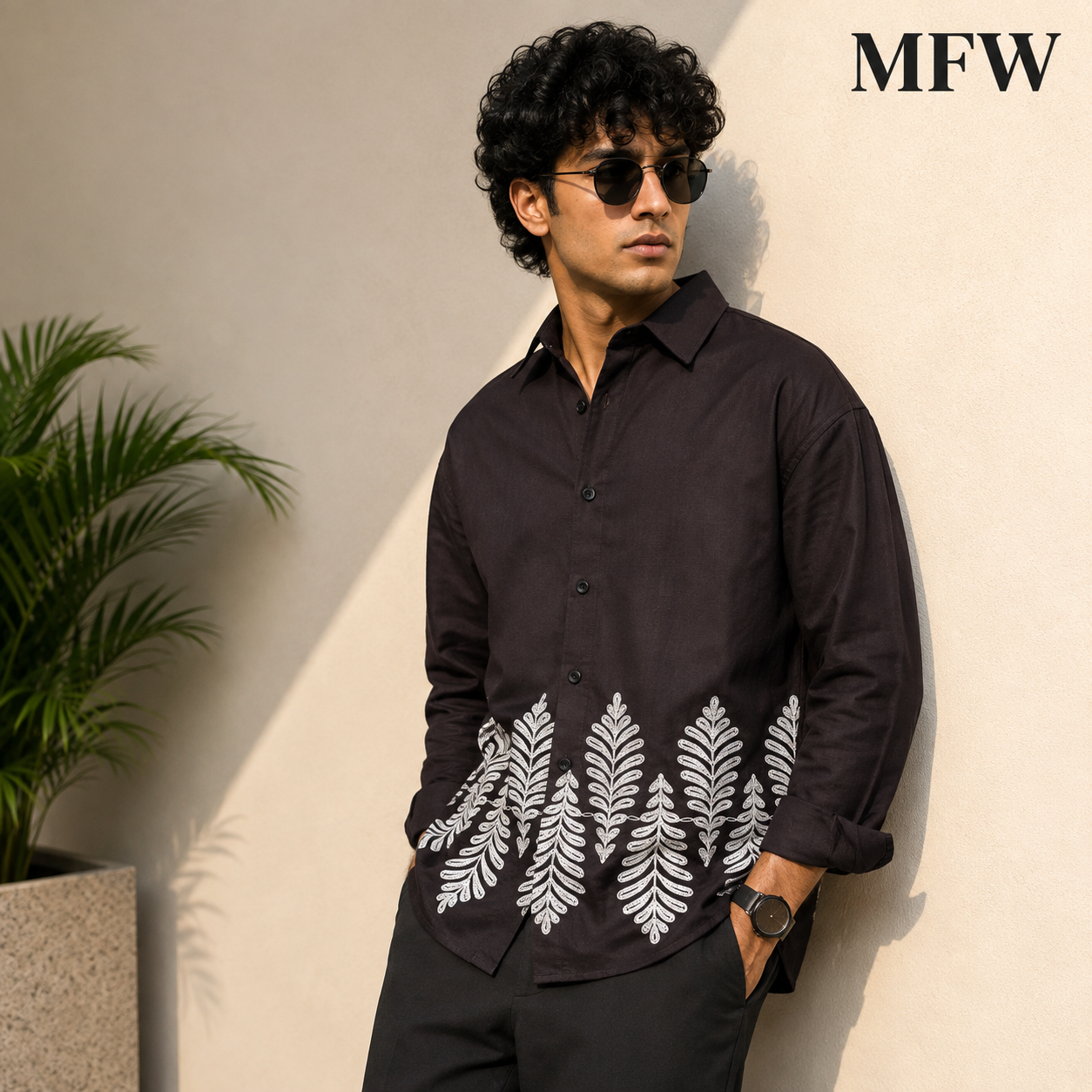 Men's Full sleeve Cotton Bottom Embroidery Shirts single pcs @350 and Buy 3 pc combo @999 (N3)