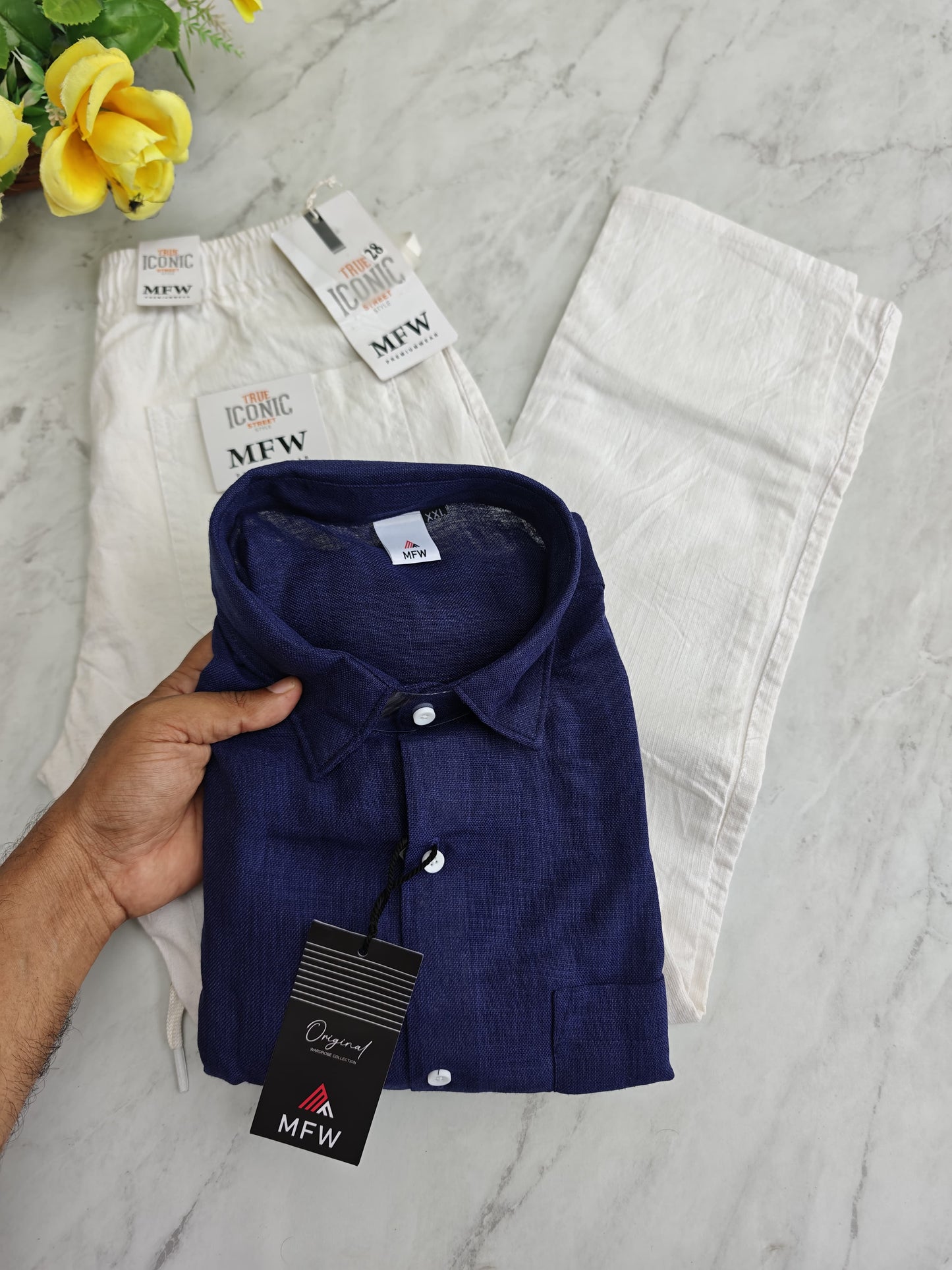 2 in 1 combo plain Lenin shirts + lenin relax fit pants combo buy @600 rs only