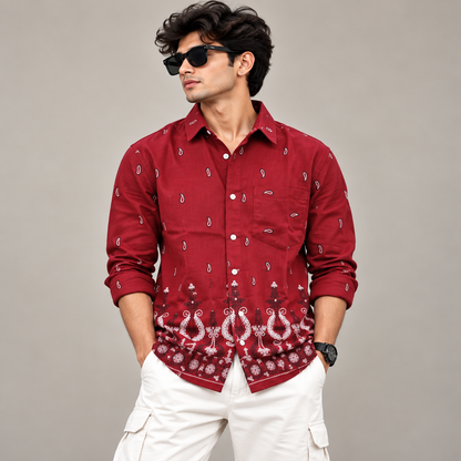 Men's Full sleeve Bottom Embroidery Shirts single pcs @350 and Buy 3 pc combo @999