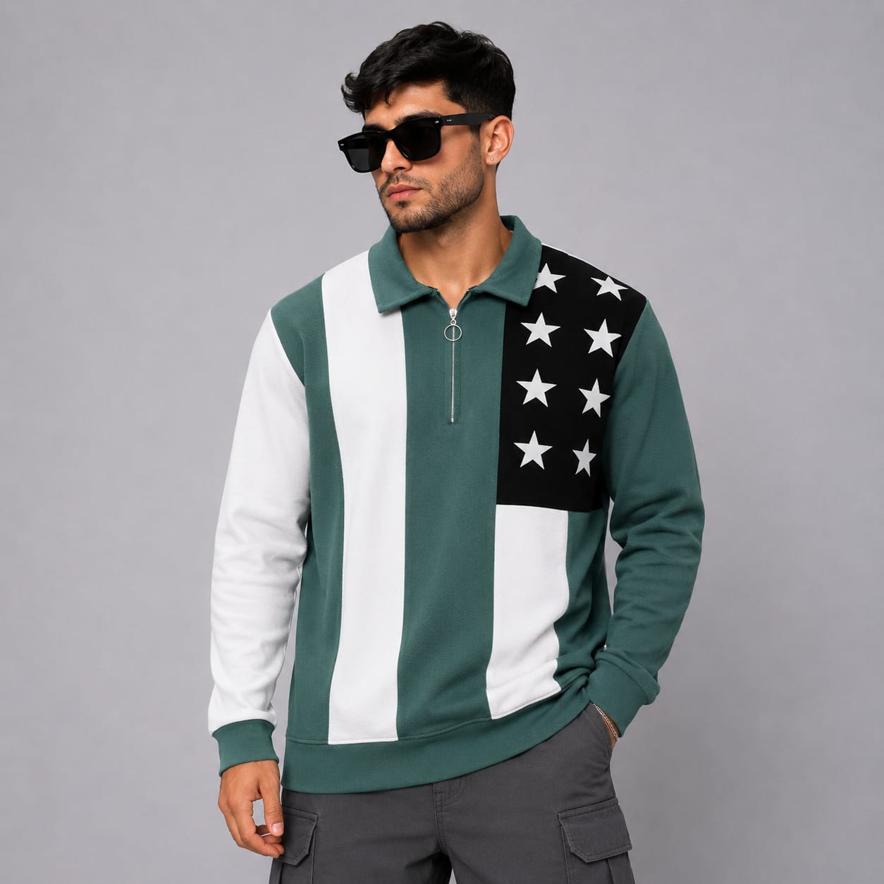 Men's korean Collar printed premium old money Zipper Full sleeve tshirts@249 (Fabric Reference – Please Read Description)
