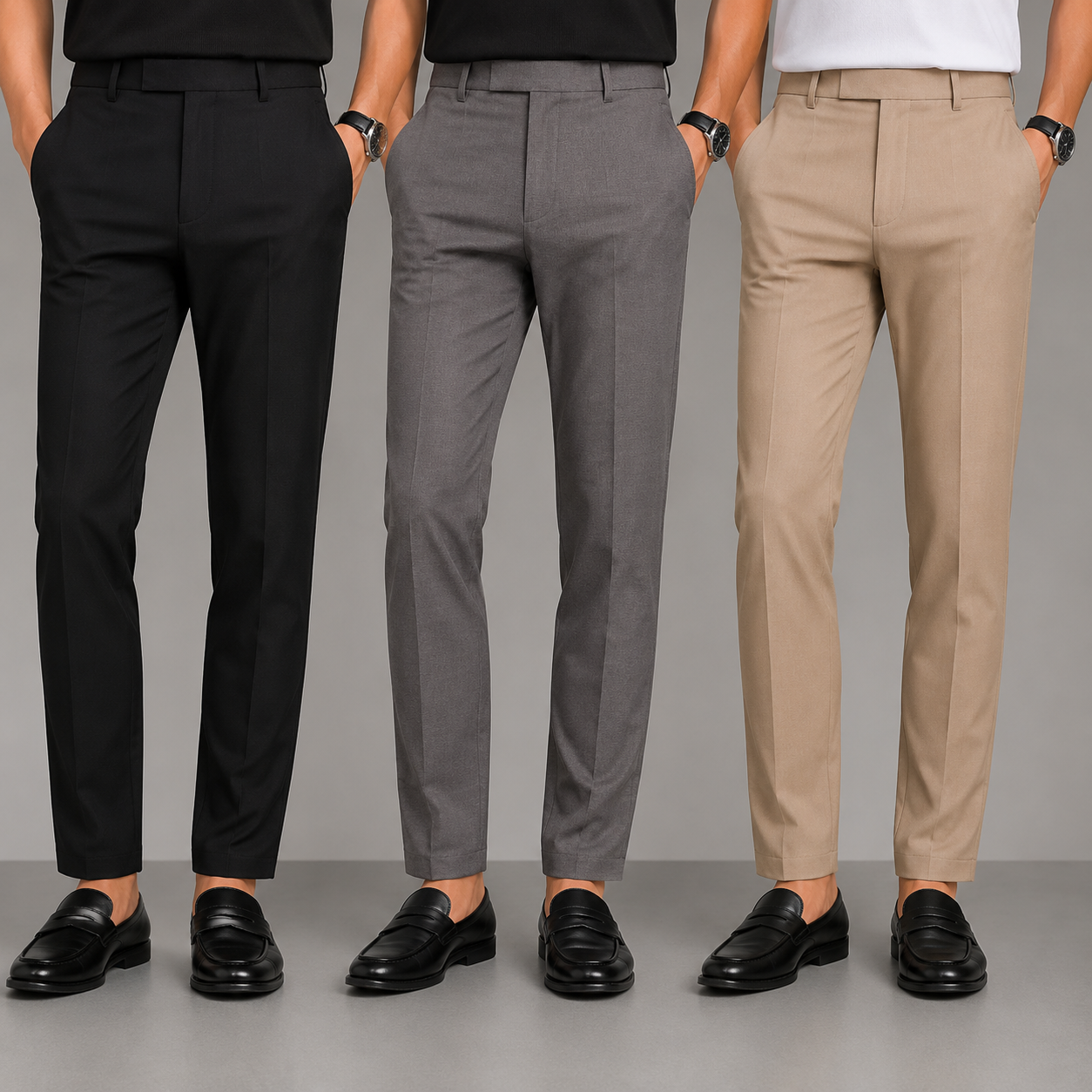 3 in 1 combo Mfw brand Penut fabric polofit pants buy 3 pcs combo @999(Black+ d.grey+beige)