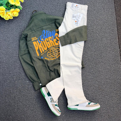 3 in 1 combo back print shirts + 6 pocket mom fit jeans + shoe combo buy @999 rs only