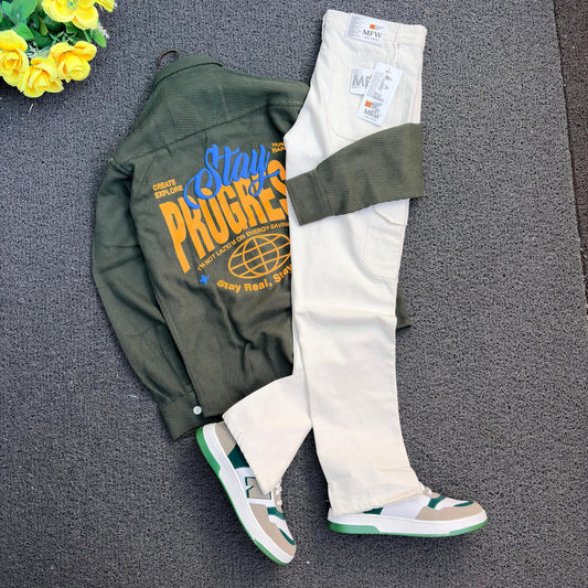 3 in 1 combo back print shirts + 6 pocket mom fit jeans + shoe combo buy @999 rs only