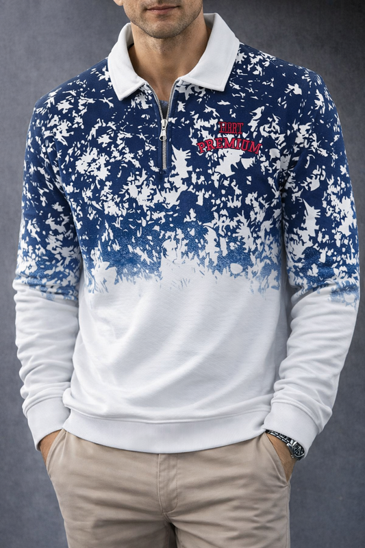 Men's Double shade korean Collar premium old money Zipper Full sleeve tshirts@249