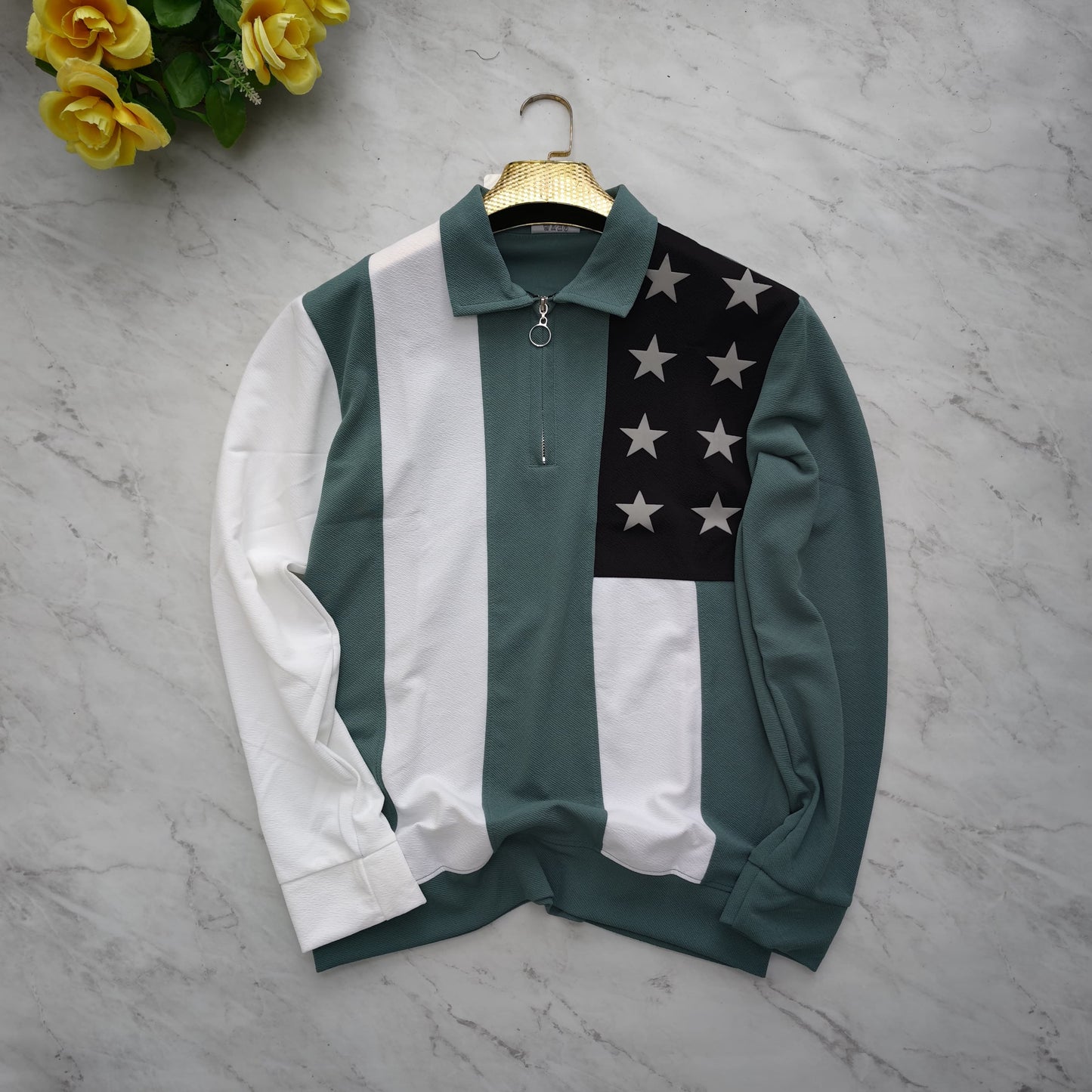 Men's korean Collar printed premium old money Zipper Full sleeve tshirts@249 (Fabric Reference – Please Read Description)