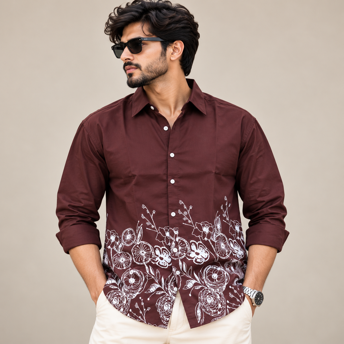 Men's Full sleeve Bottom Viscose Printed Shirts single pcs @350 and Buy 3 pc combo @999
