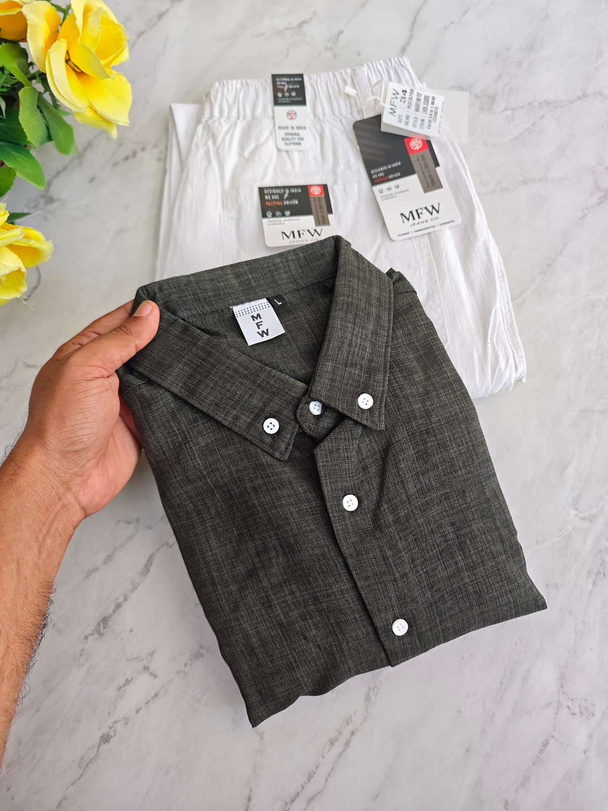 2 in 1 Combo MFW old money type korean lenin shirts + Lenin relax fit pant buy @600 rs only