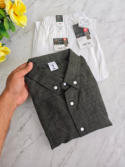 2 in 1 Combo MFW old money type korean lenin shirts + Lenin relax fit pant buy @600 rs only