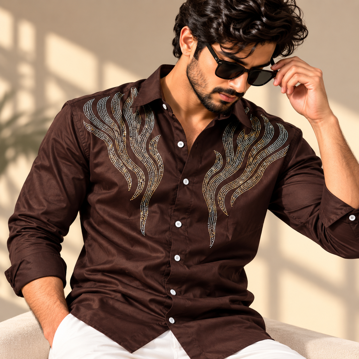 Mfw party wear stone work Shirts single pcs @350 and Buy 3 pc combo @999
