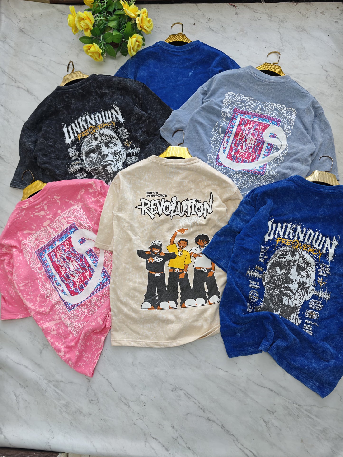 3 in 1 combo buy 3 pcs Random design Acid wash tshirts buy 500 only(Read description before ordering)