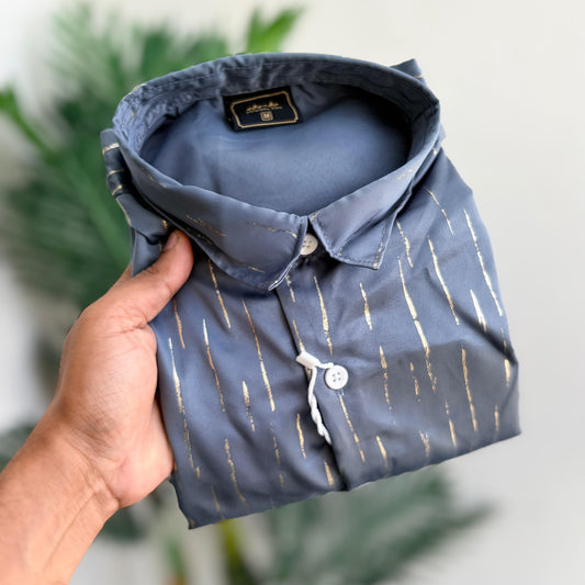 Men's full sleeve Gold foil print satin Shirts single pcs @299 and Buy 4 pcs combo @999