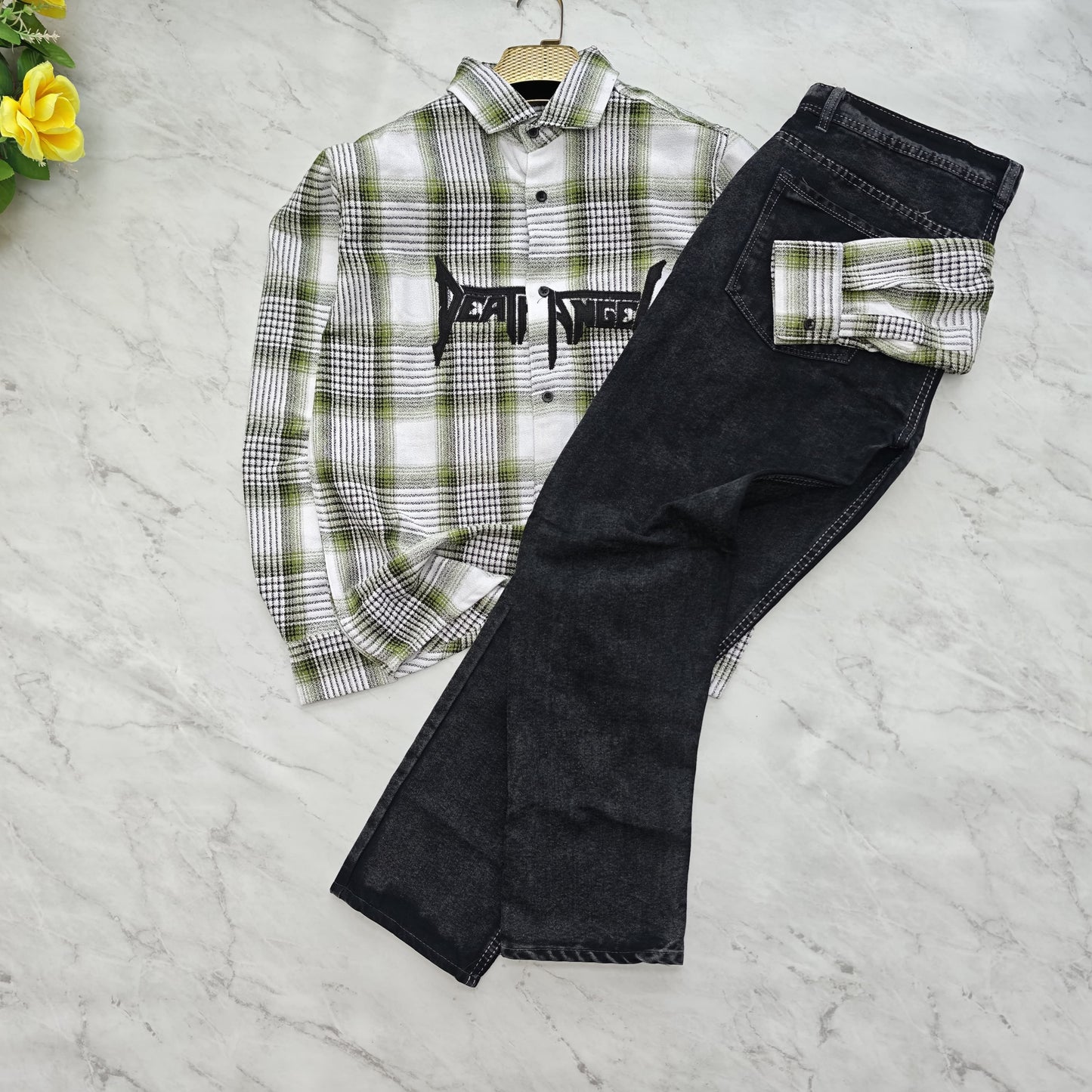 Men's Embroidery Shirt + Plain Mom Fit Jeans Combo | MFW | 2 in 1 Combo | Casual Outfit for Men | ₹600 + Shipping