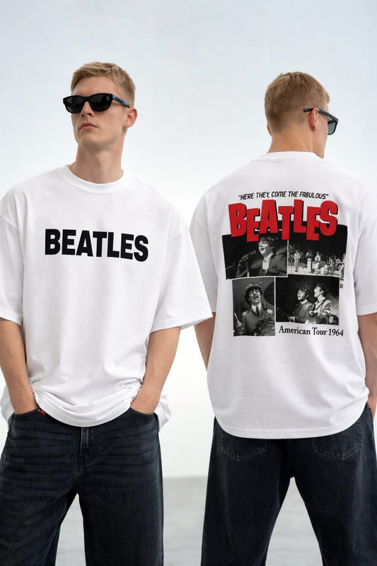 Round neck Front and back print drop shoulder Tshirt 1 pc @199 and 3 pcs @ 499(Beatles Design)